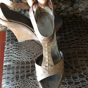 Salvatore Ferragamo Antique Gold Wedges